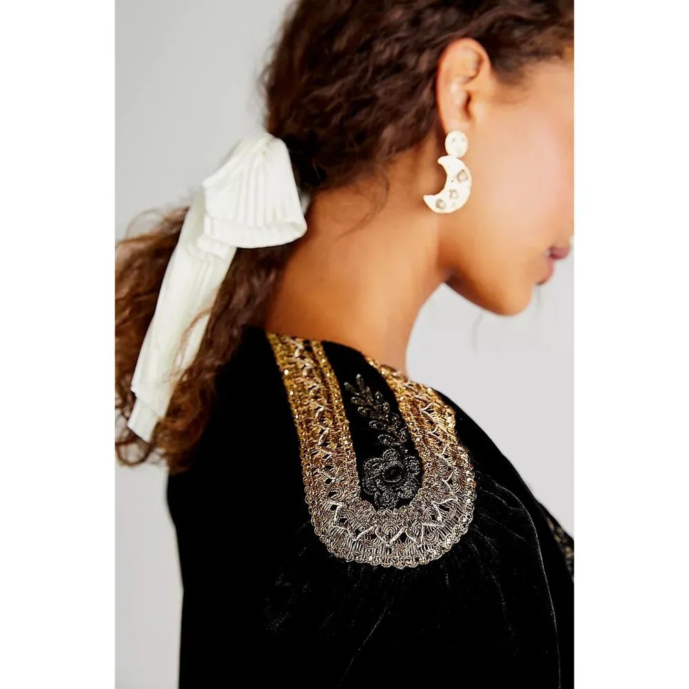 Free People Abbie Velvet Bed Jacket
